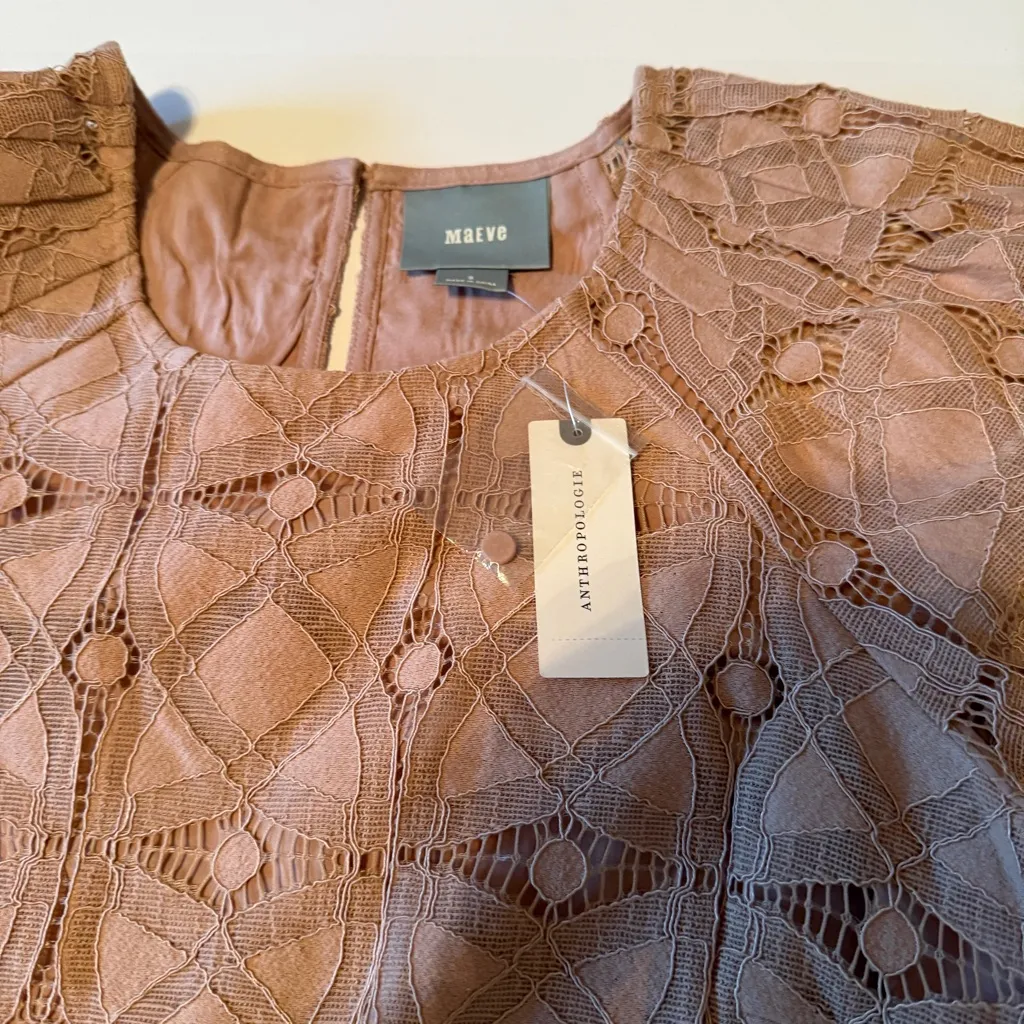 NWT MAEVE Anthropologie Top Women’s Small Short Sleeve Lace Summer  Elegant - Image 5
