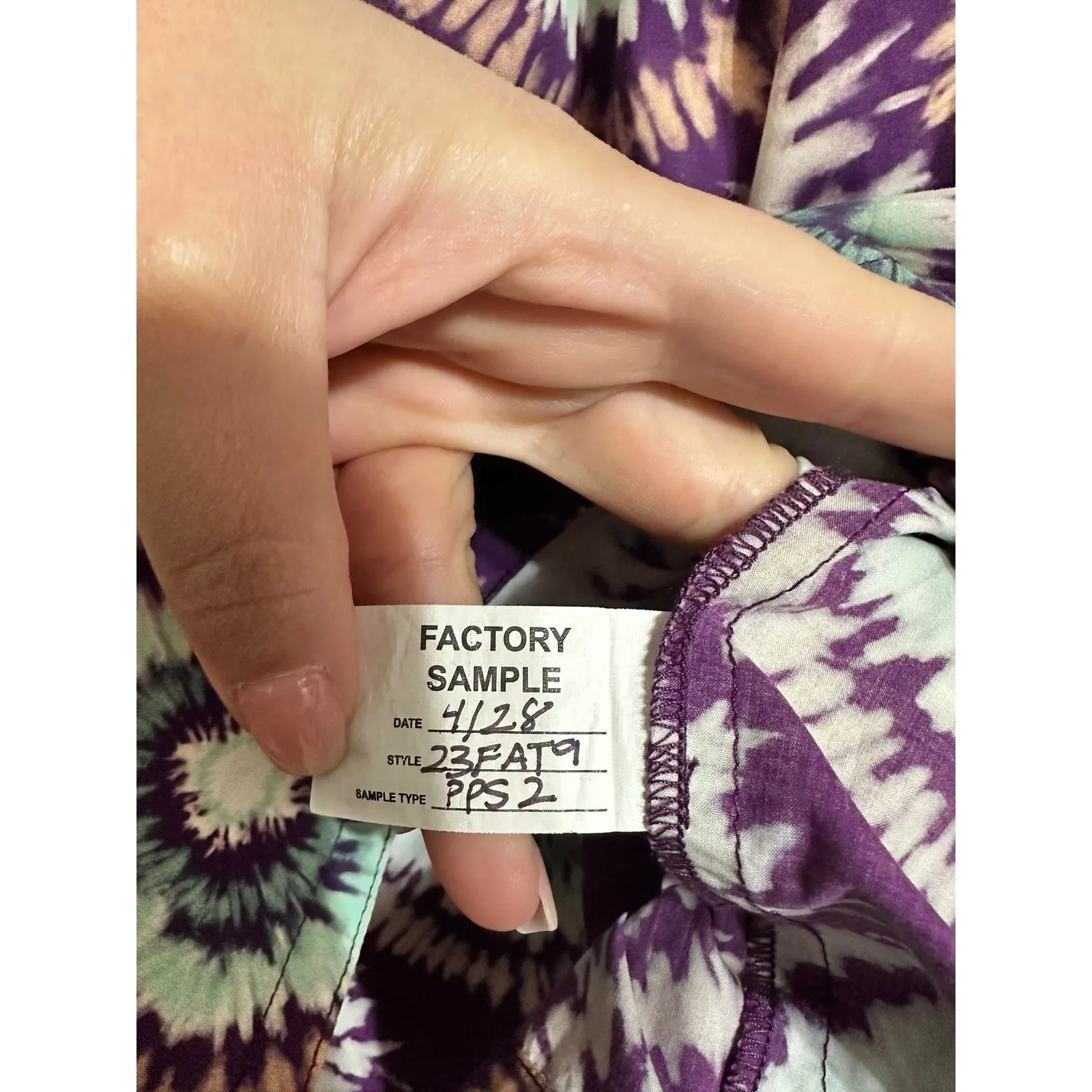 Hunter Bell Lydia London Rain top Purple tye dye Puff Sleeve Babydoll size xs - Image 5