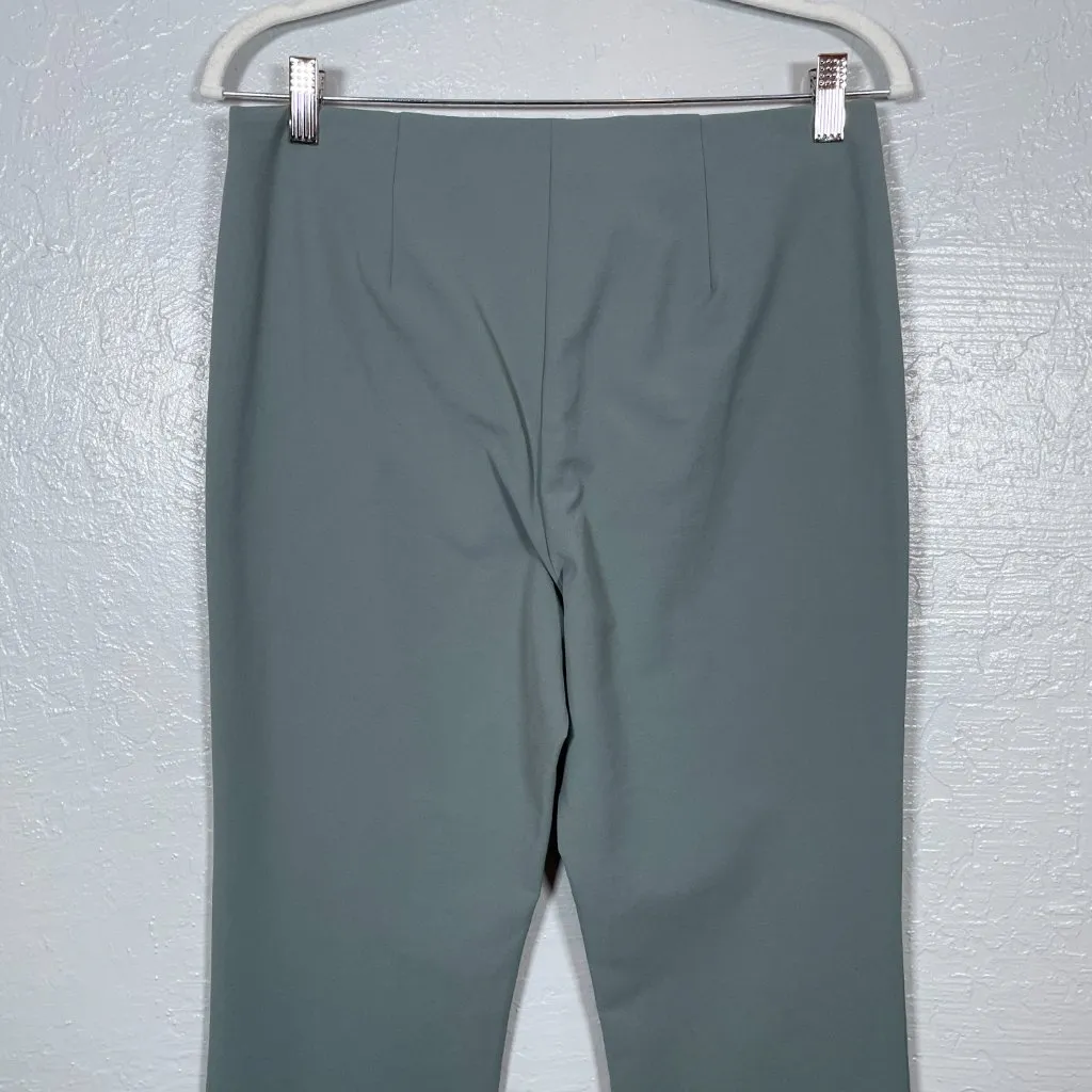 Vince Women L Sea Stone Gray Crop Flared Pants Flat Front Side Zipper Minimalist - Image 7