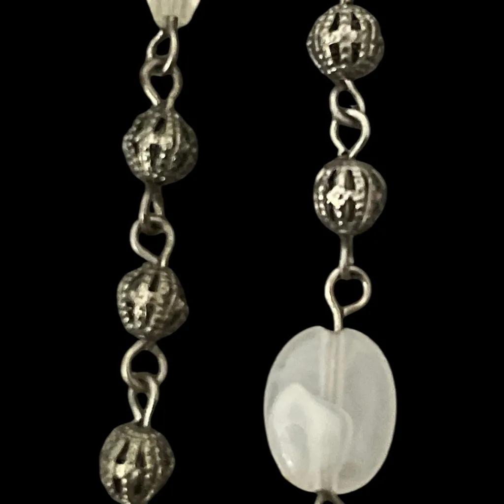 VTG VCLM Ornate Silver Tone Cross Pendant Necklace Rhinestones - Image 10