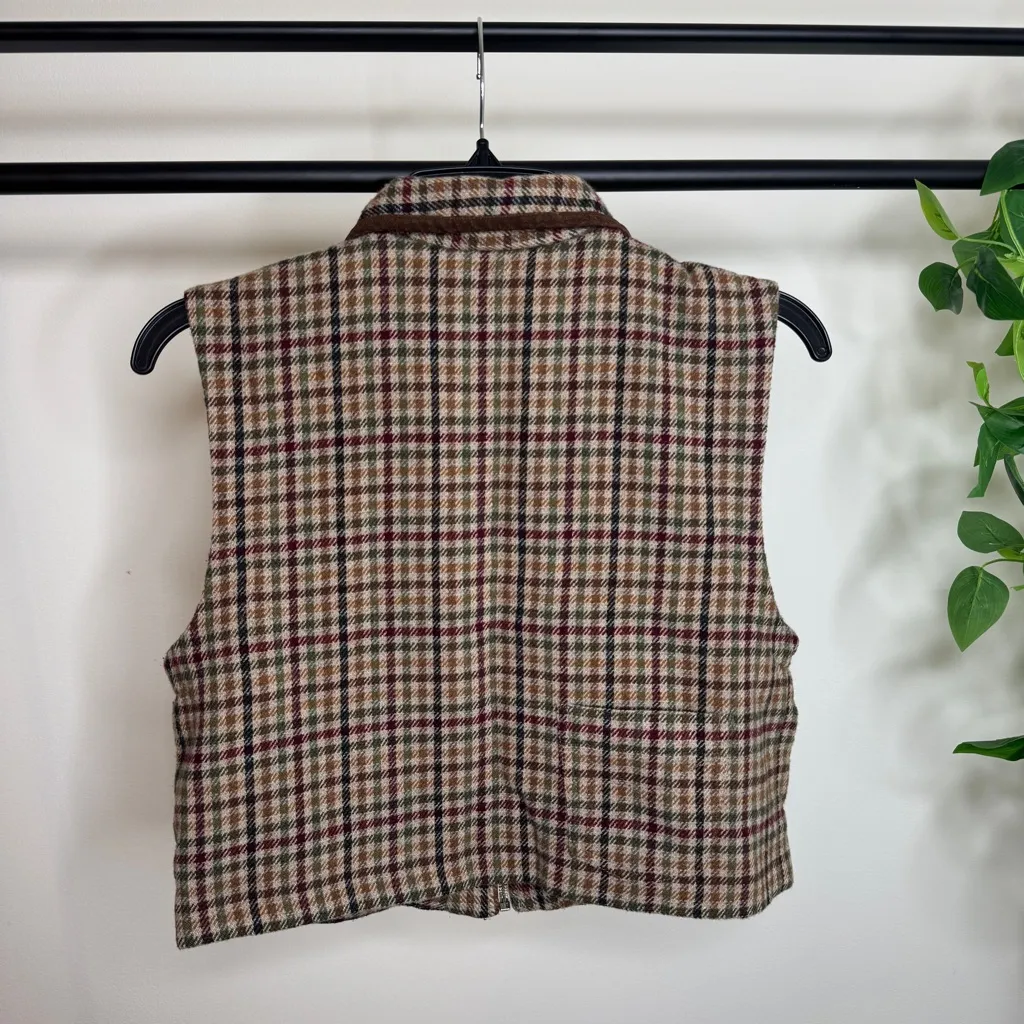 Vintage VTG Marsh Landing Cropped Plaid Wool Blend Vest size S Small - Image 6