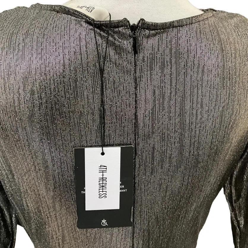 4th & Reckless Drape Front Mini Dress Metallic Silver Size M NWT Size M - Image 9