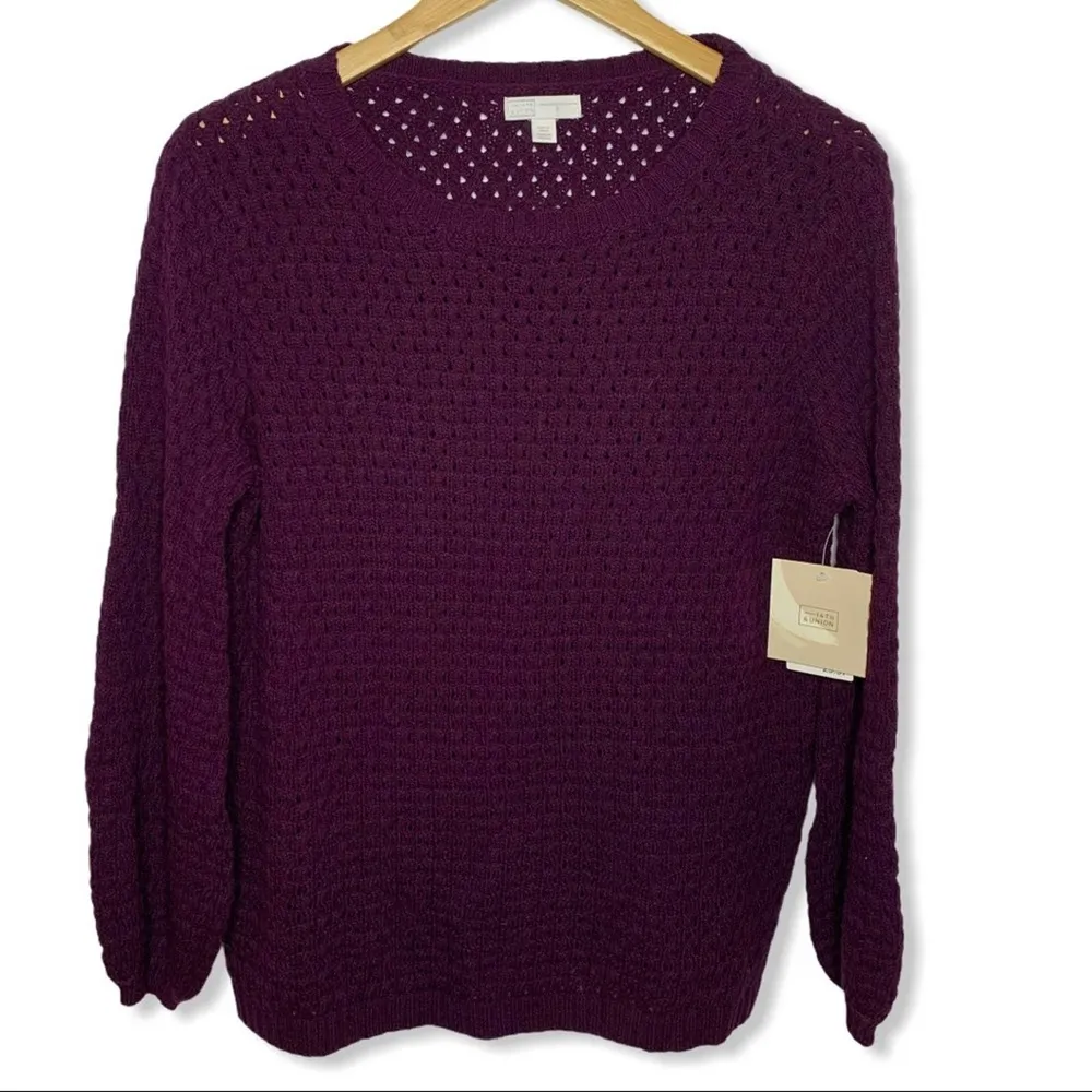 14th & Union purple popcorn texture sweater S new - Image 3