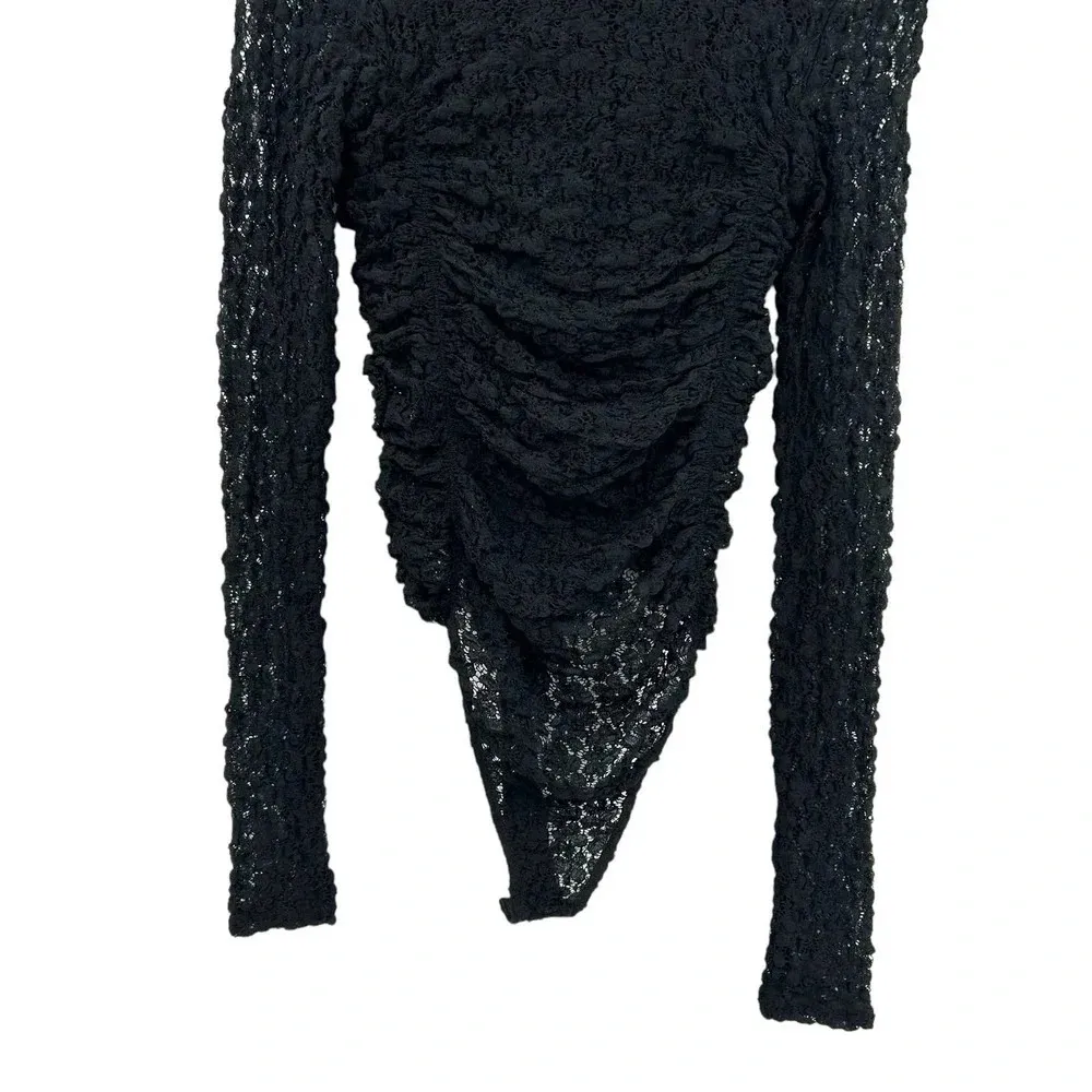 Free‎ People Day & Night Lace Long Sleeve Bodysuit Black Size XS - Image 5