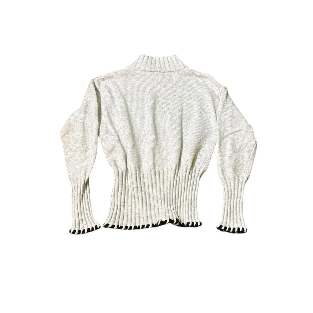 Cream/grey Knit Turtleneck Sweater Gray Size pm - Image 3