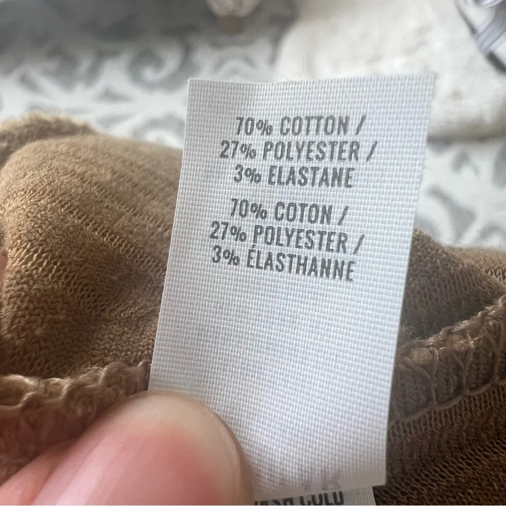 Mustard Golden Yellow Ribbed Velour Velvet Flare Leg High Rise Pants Large - Image 7