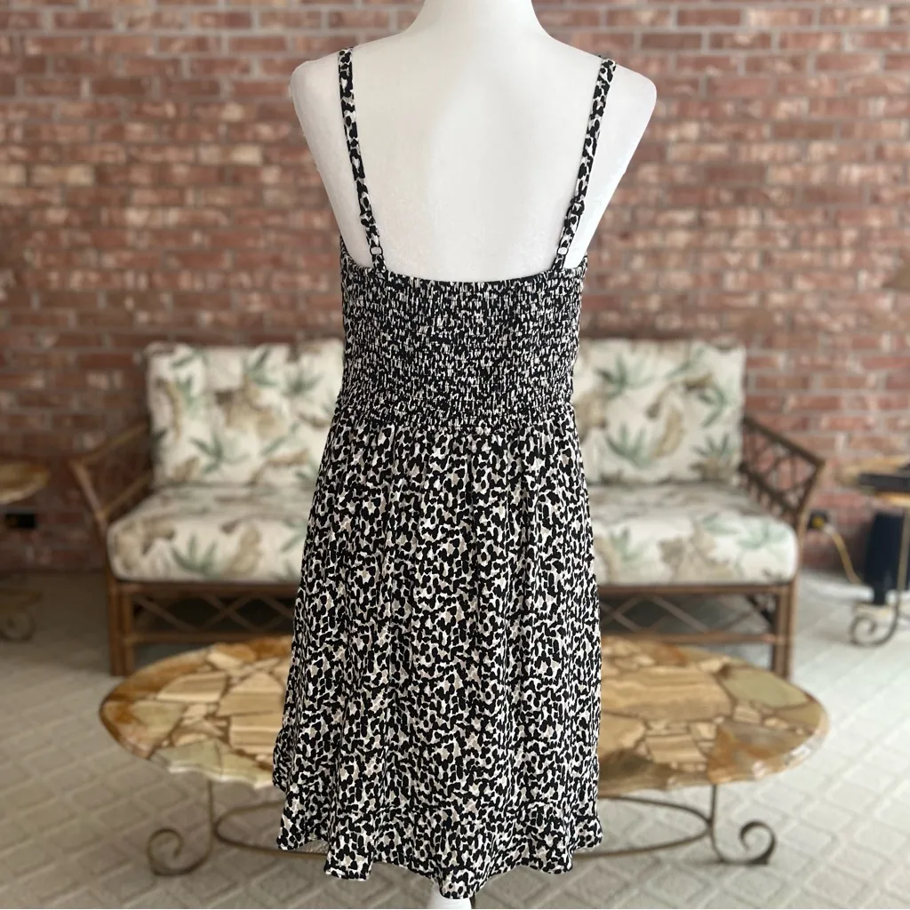 Old Navy Dress Cheetah Animal Print Ruffle Hem Linen Blend Sleeveless M Mini Mod - Image 7