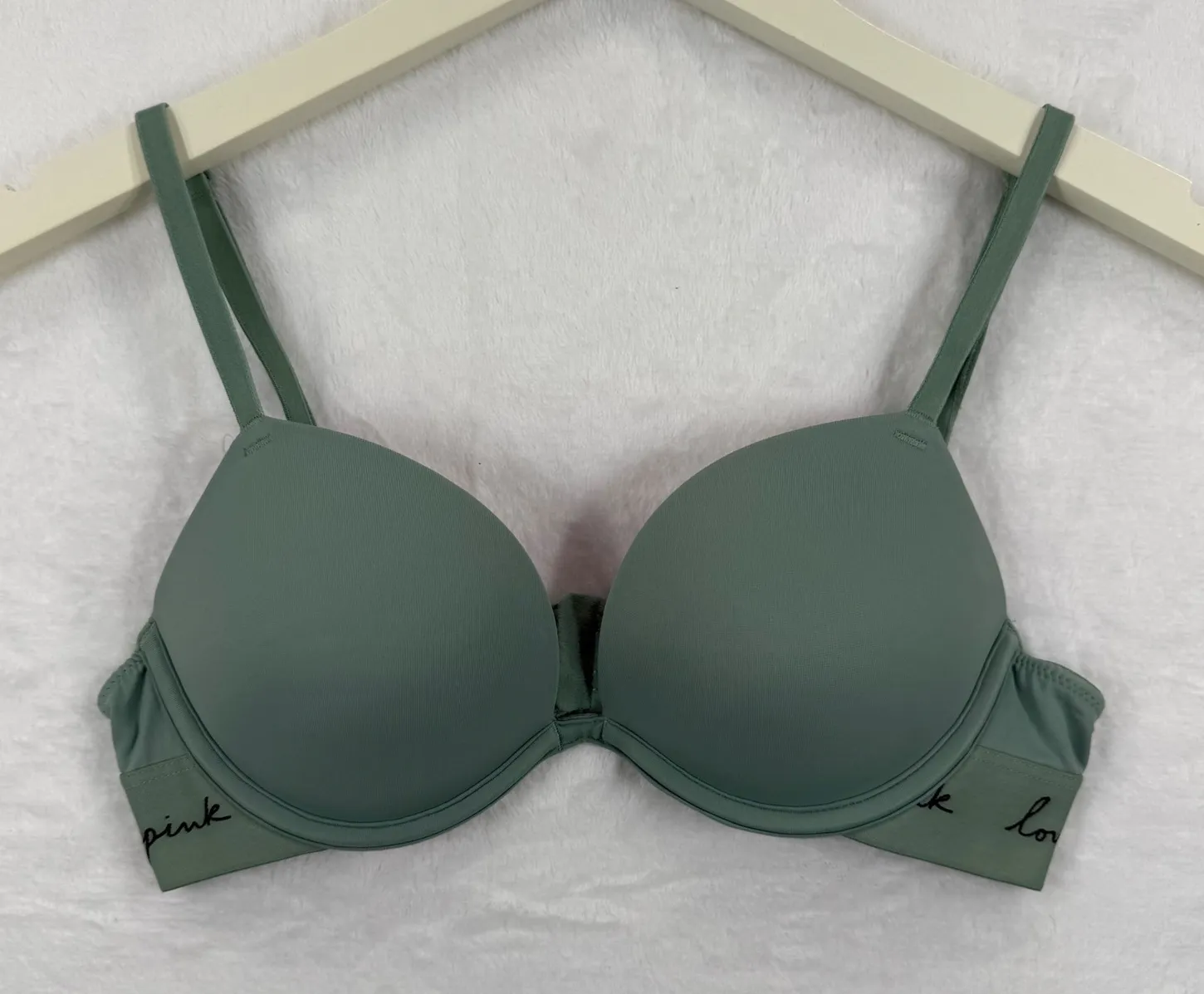 PINK Victoria's Secret Love Pink Push Up Bra Green 32A Adjustable Straps Size undefined - Image 1