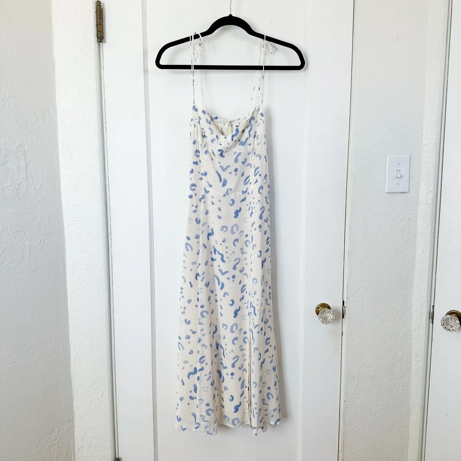 Reformation | NWOT Juliette Sweetheart Midi Dress in Marc Blue & White - Image 5