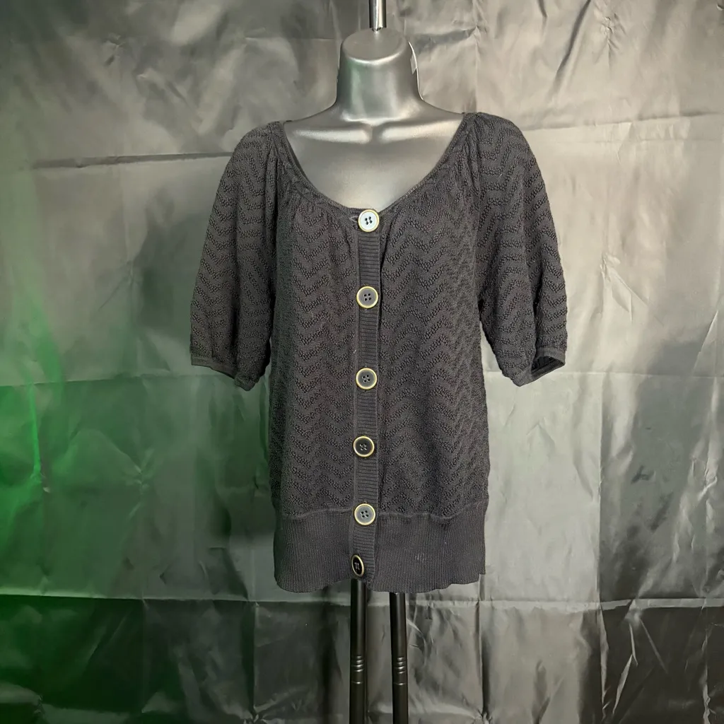 Style & Co. Elegant Charcoal Button-Front top M - Image 3