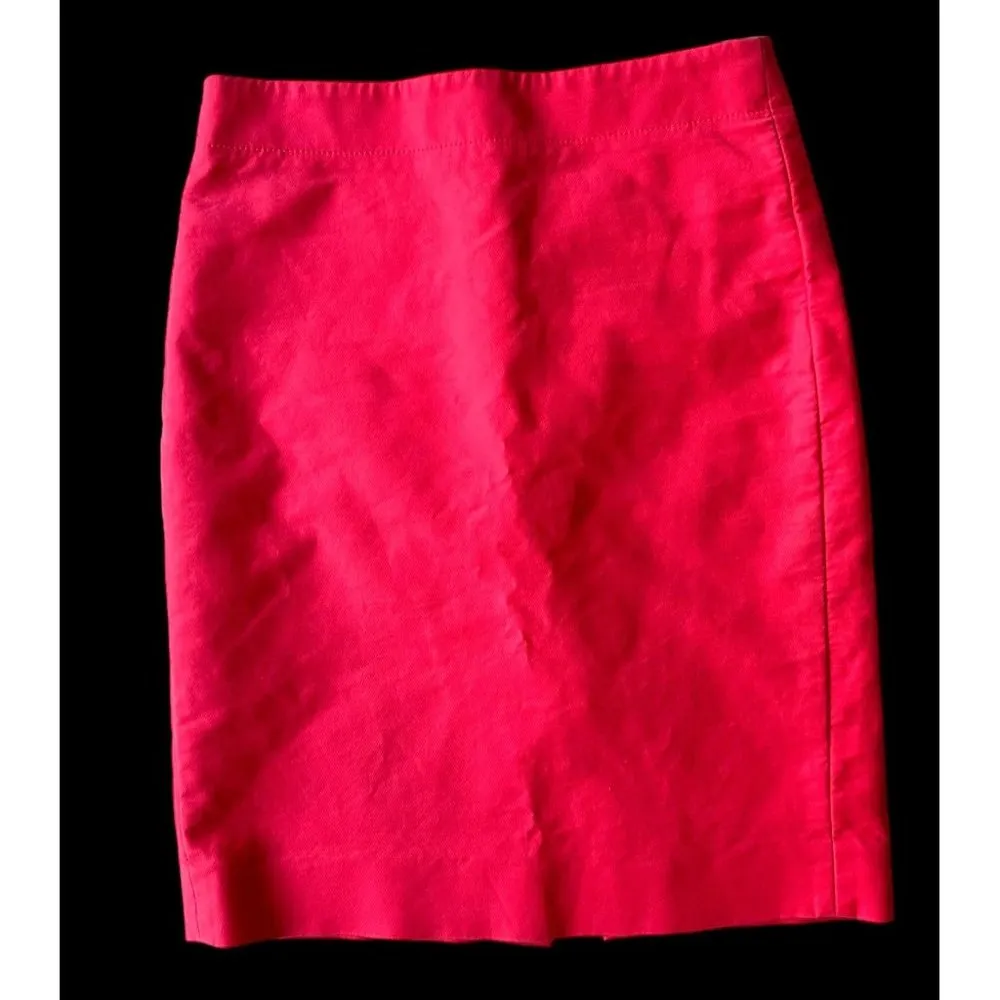 J Crew Pencil Skirt Sz 2 Tangerine Orange Modest Back Zip Vent Church Bu… - Image 5