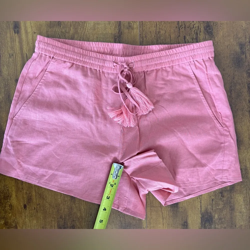 NWT Andie The Short Women's XS Elastic Waistband Pockets Linen Blend Coral - Image 7
