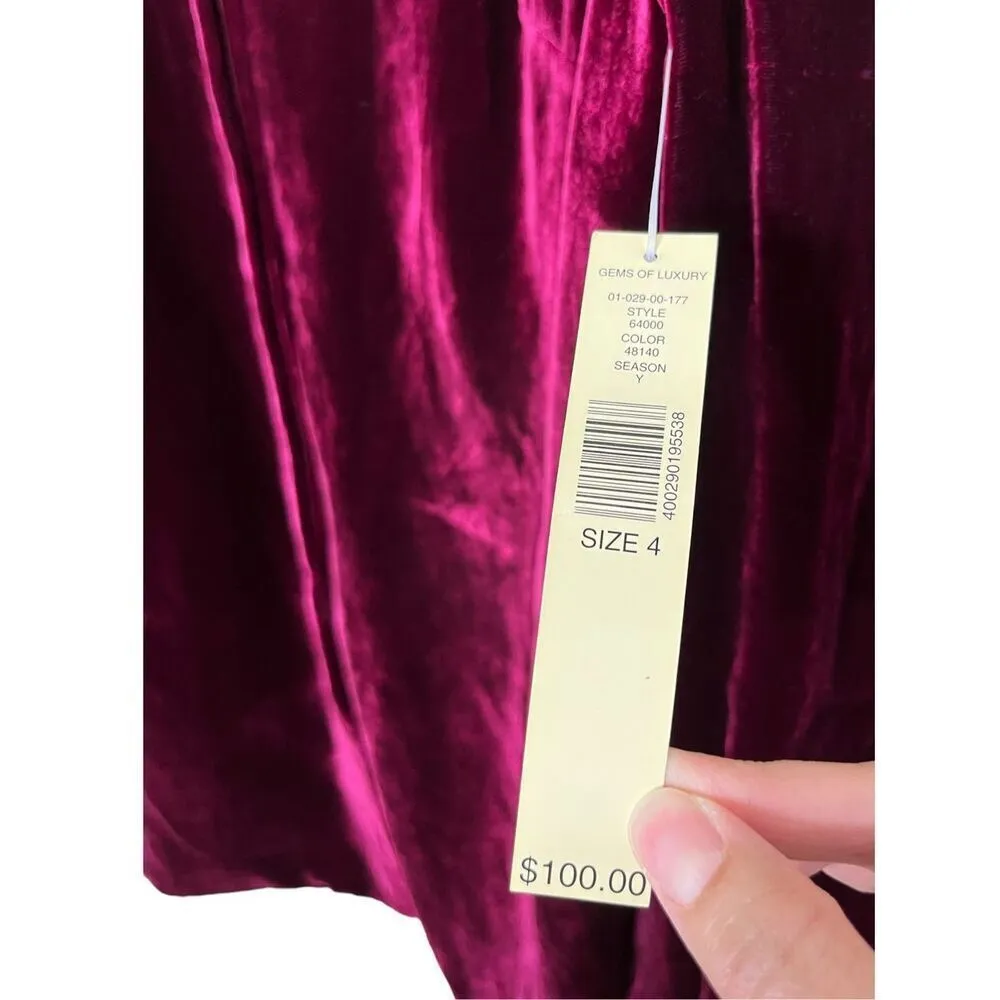 Amanda Smith Silk Blend Burgundy Velvet Button Front Blouse Size 4 NWT - Image 6