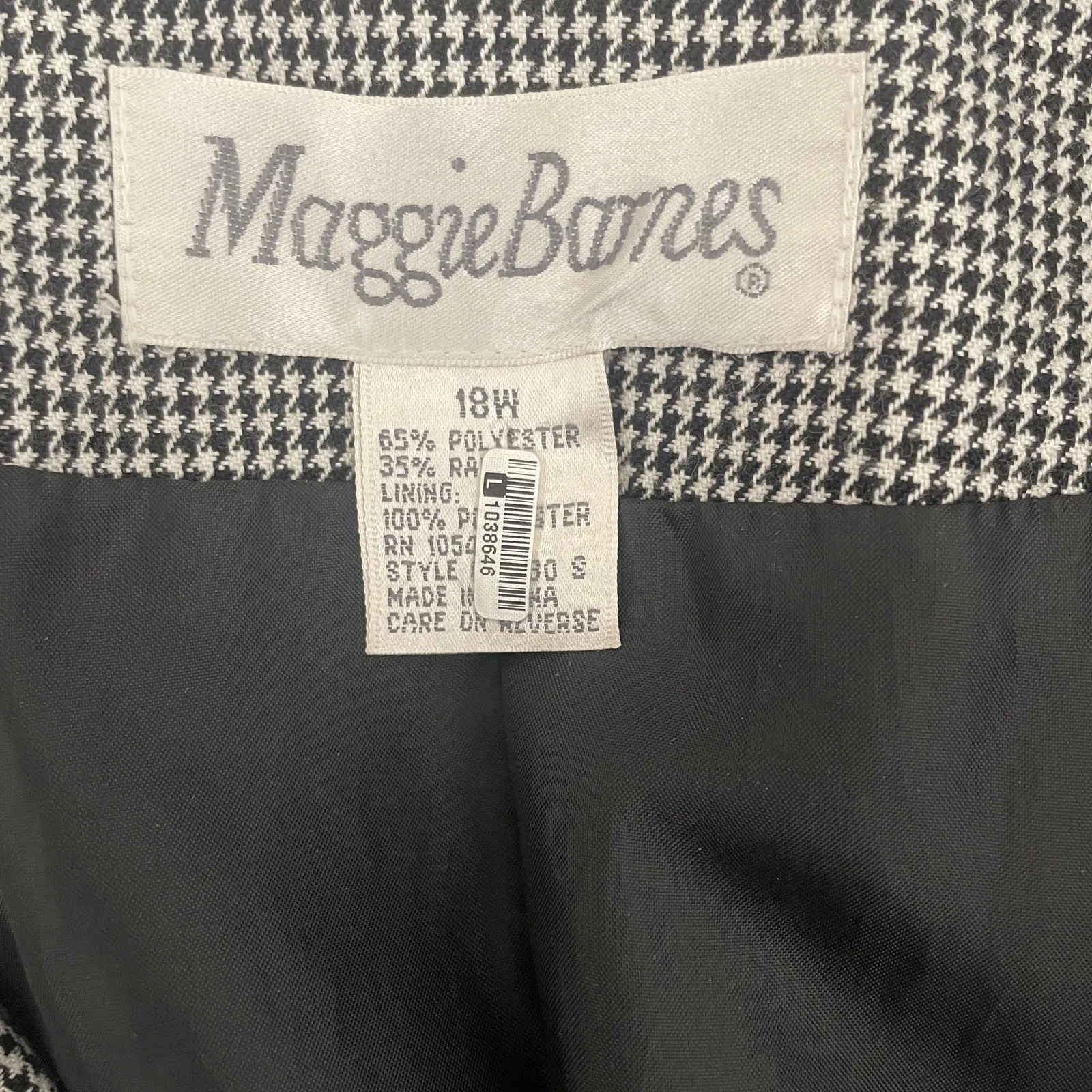Vintage Maggie Barnes Women Houndstooth Blazer 18W Classic Capsule Jacket Career - Image 2