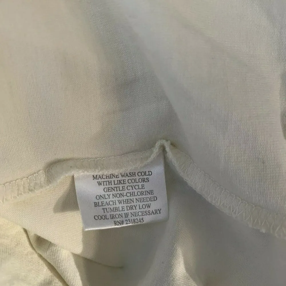 Vineyard Vines Womens Ruffled Top Size M Long Sleeve Ivory Shirt Flaws V-neck - Image 5