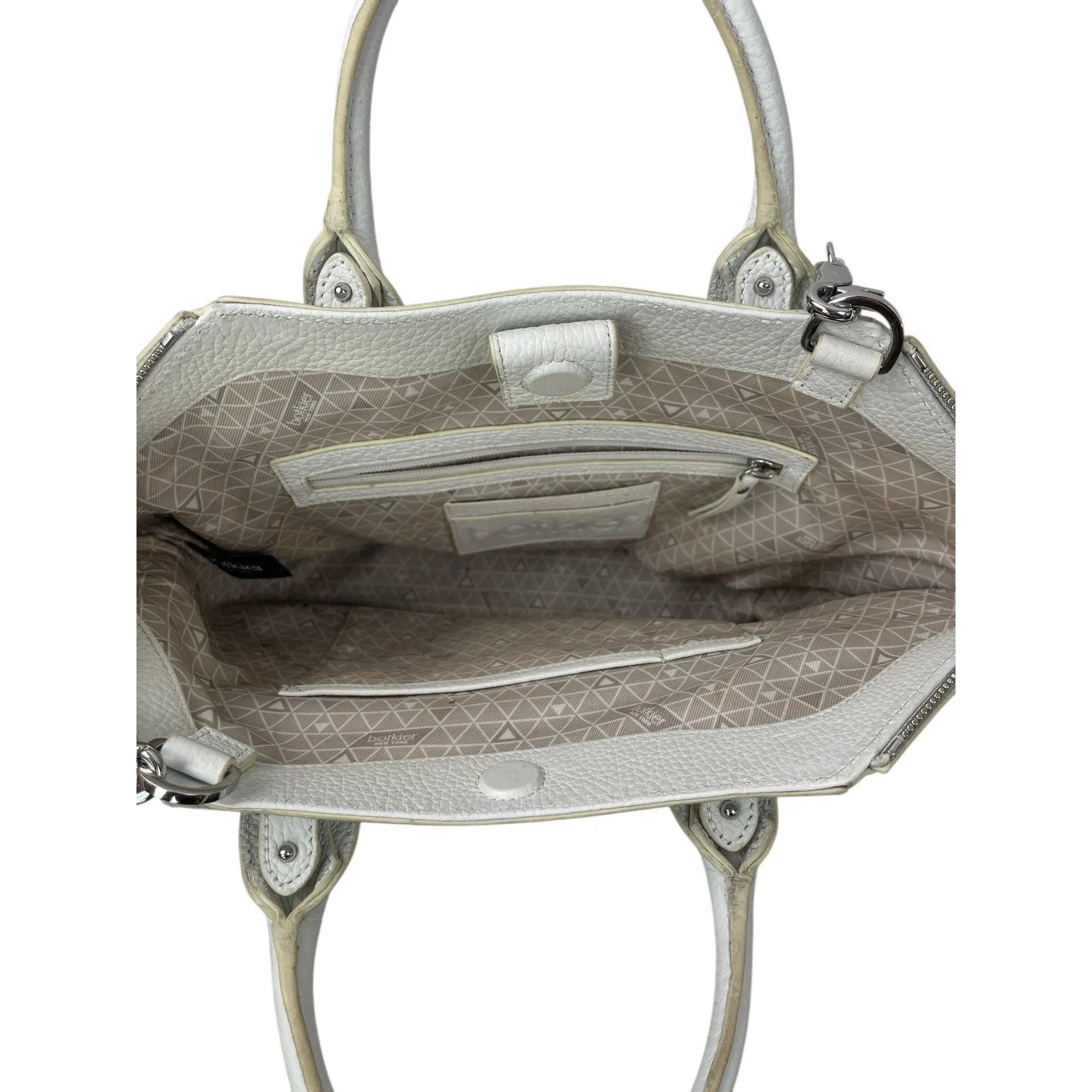 Botkier Vivi White Angled 100% Leather Band Crossbody Bag Satchel Handbag OS - Image 4