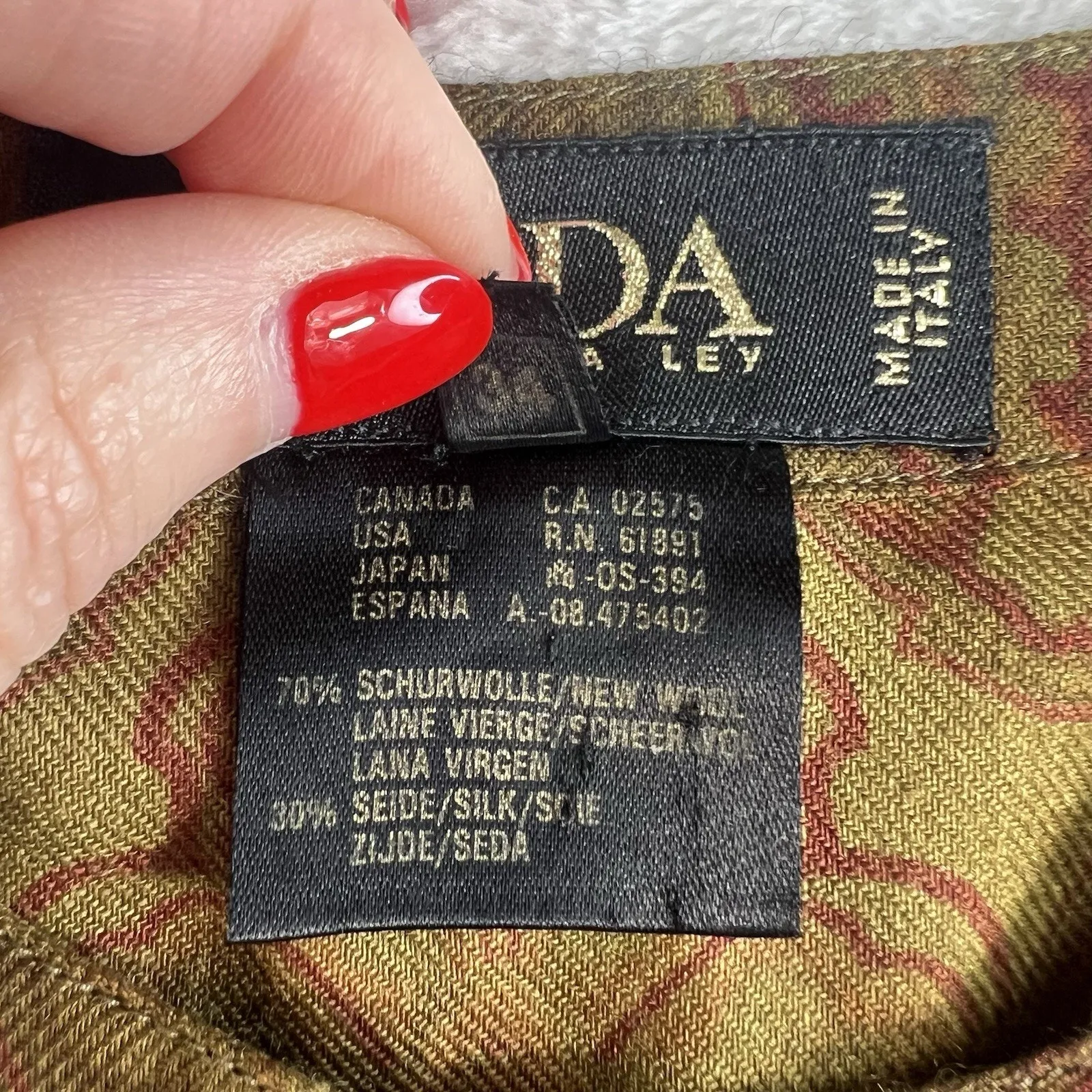 Escada 34 US S Top Blouse Gold Paisley Wool Silk Shirt Margaretha Ley Designer - Image 8