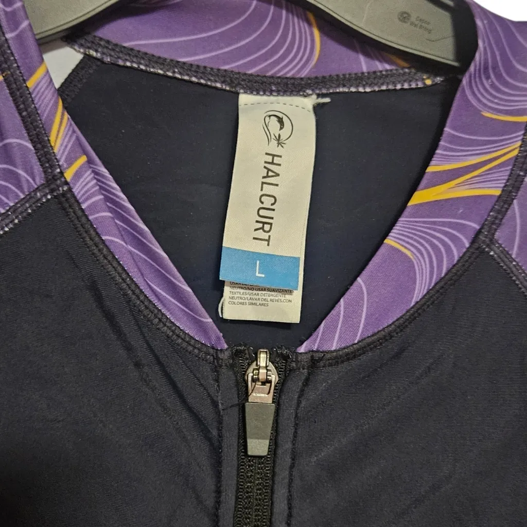 Halcurt Women's One Piece Rash Guard UPF 50 Surf Suit Knee Length Wetsuit Largse Purple Size L - Image 2