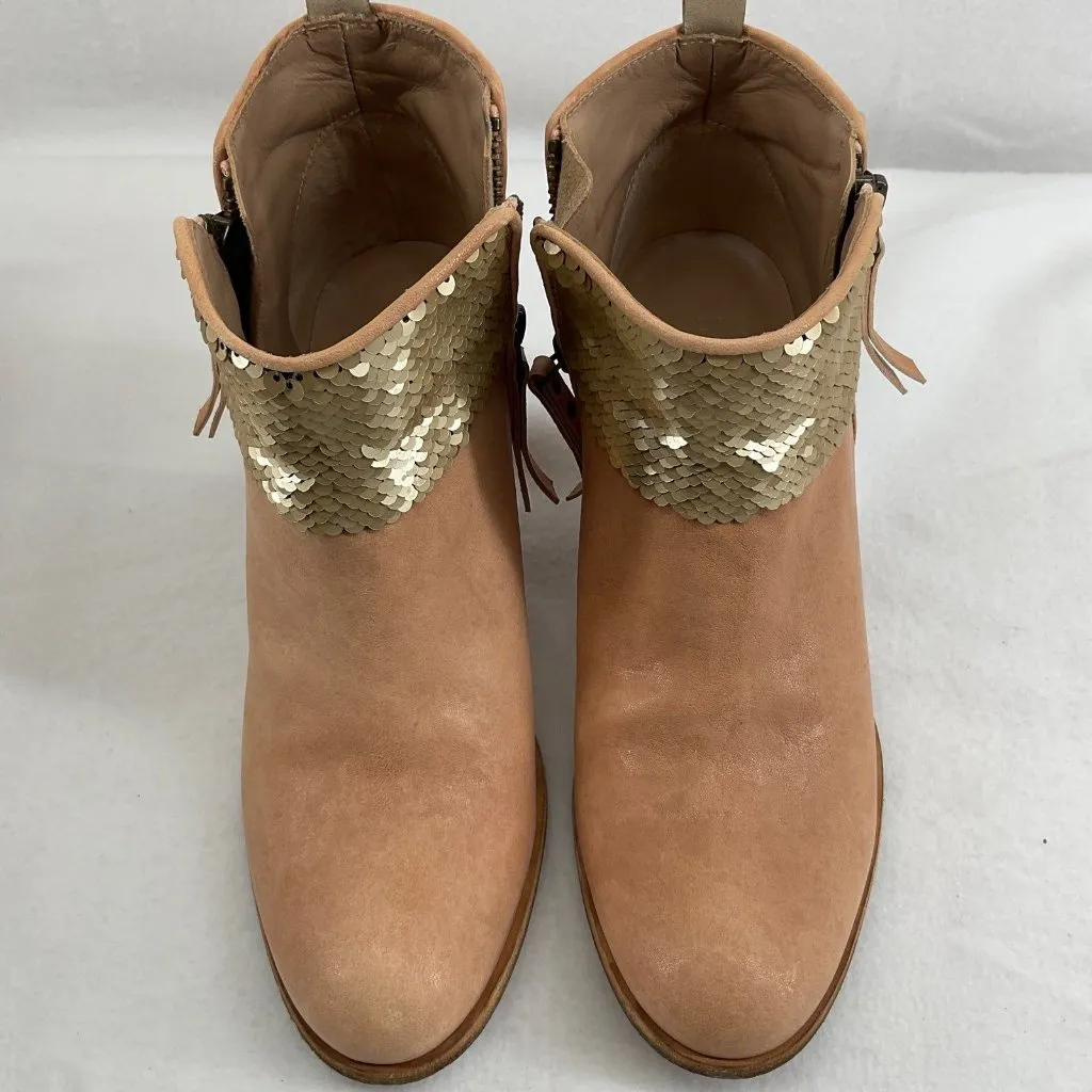 anthropologie hoss intropia diana Gold Beige Neutral Nude booties Spain US6 EU36 - Image 4