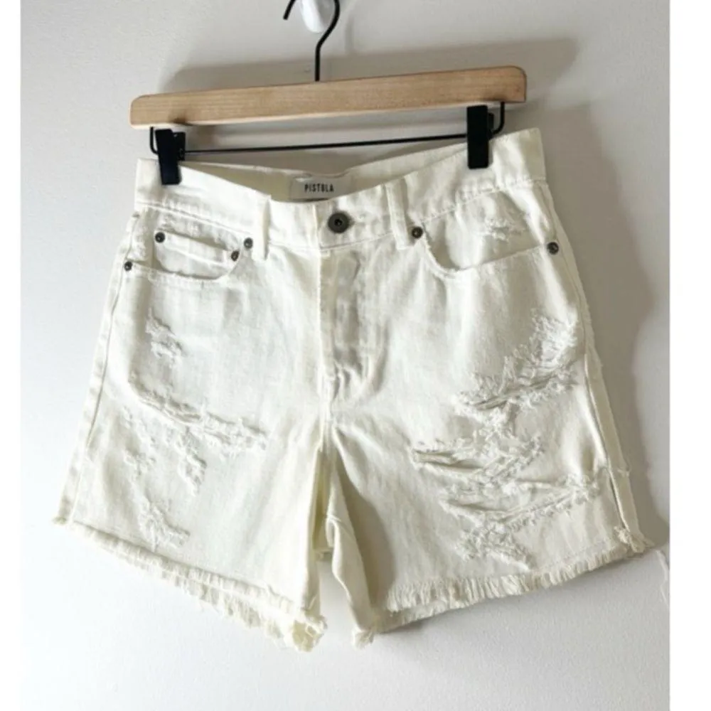NWT Pistola 27 Devin Mom Cutoff Denim Shorts in White Lies - Image 2