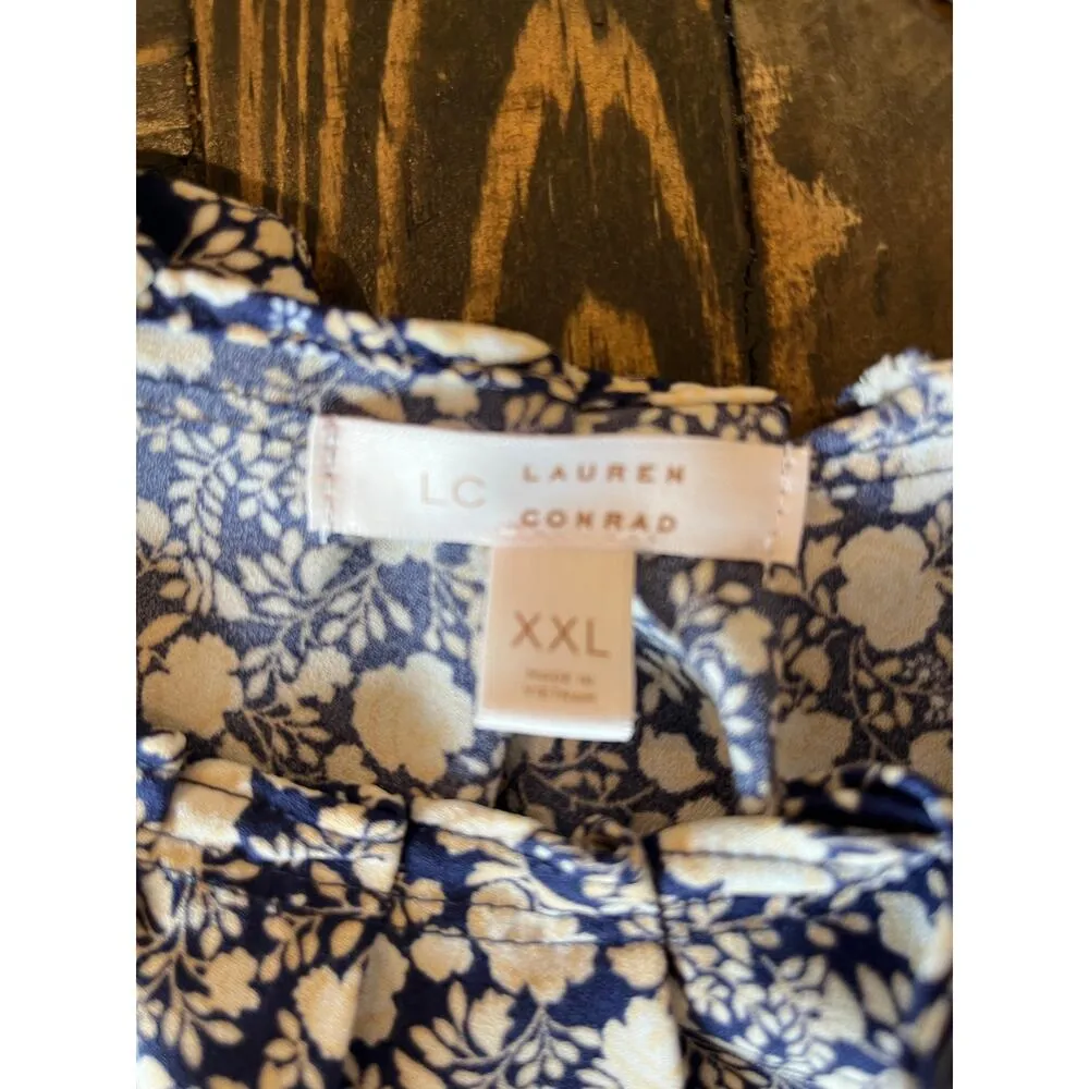 Lauren Conrad Fairy Floral Lightweight Blouse Women XXL Spring Summer Travel Blue - Image 2