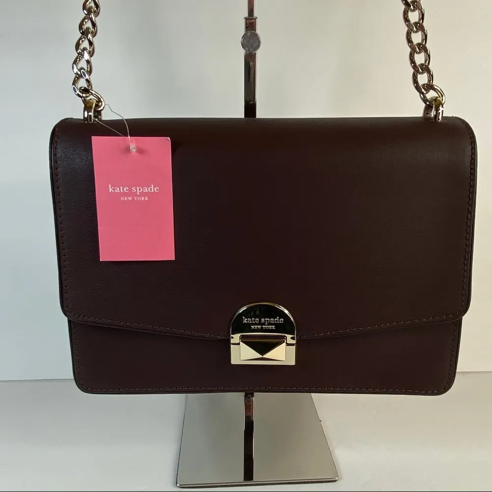 KATE SPADE Neve Convertible Flap Shoulder Bag chocolate cherry red & Olive green - Image 4