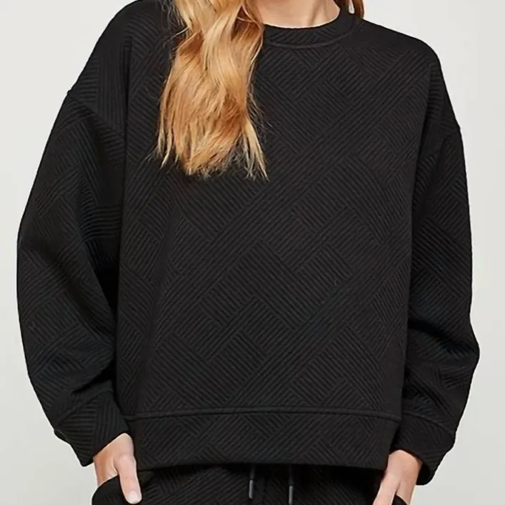 SEE AND BE SEEN TAN TEXTURED QUILTED STYLE SWEATSHIRT Size L - Image 4