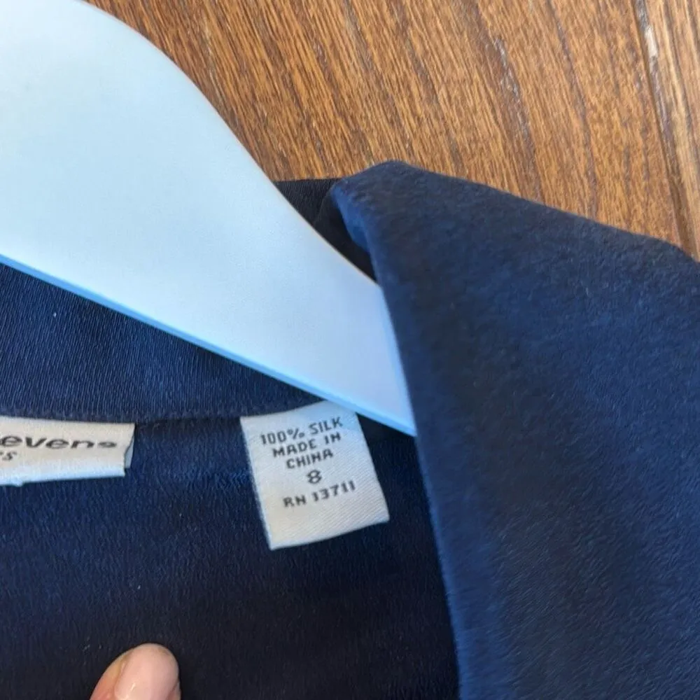 Valerie Stevens NWT 100% silk vintage navy short sleeve jacket 8 - Image 4