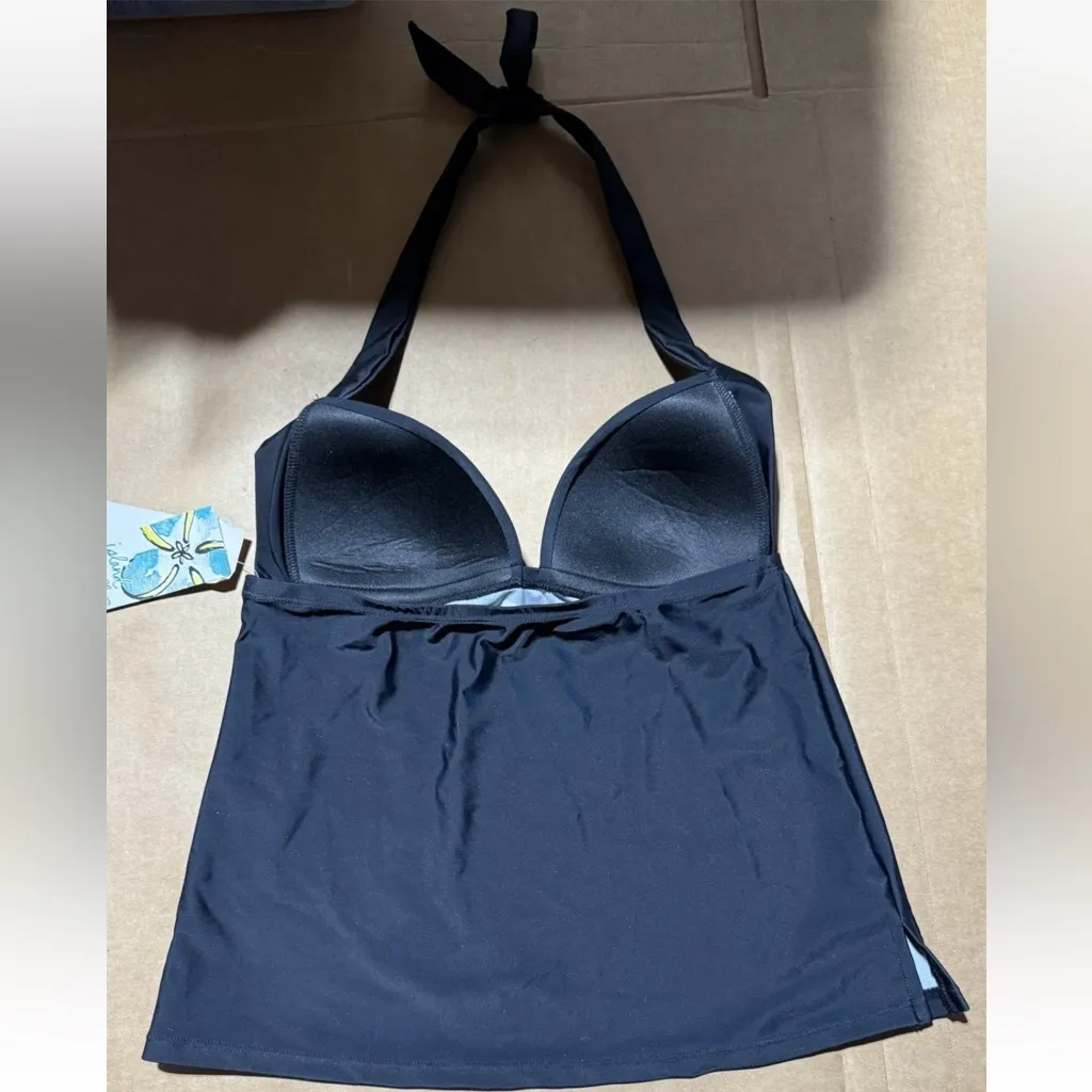 Women’s Island Escape Size 6 Tankini Halter Swim Top Black NWT - Image 2