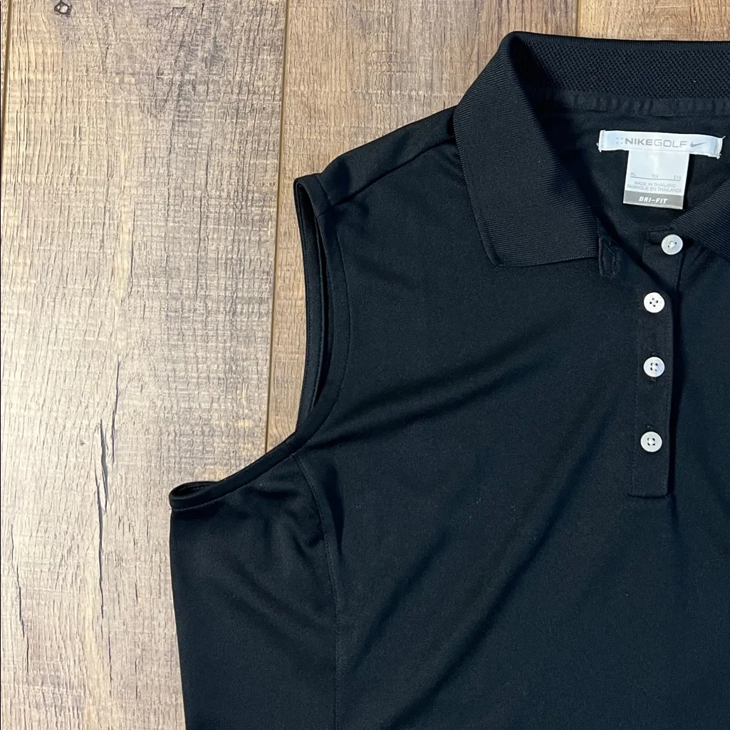 Nike Golf Tour Dri Fit Black Sleeveless Polo Top Shirt Size XL - Image 10