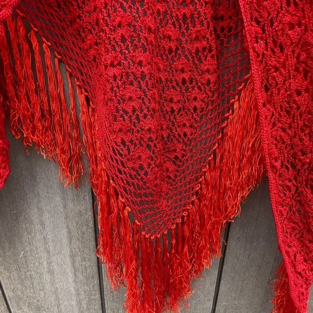 Crocheted Cape‎ Wrap Red Size undefined - Image 3
