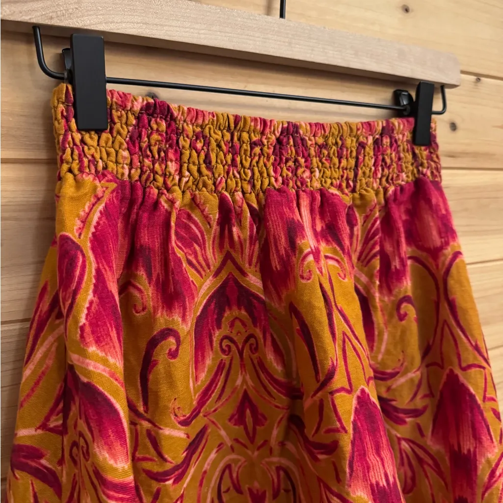 Nightcap Clothing XS Red Orange Bohemian Ruffle Hi Low Linen Blend Skirt - Image 7