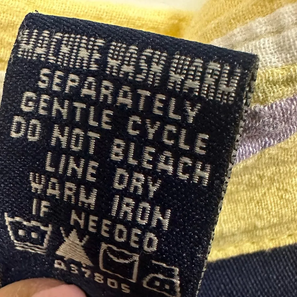 Denim & Co Yellow Striped Button Up Long Roll Tab Sleeves Double Pocket Shirt 1X - Image 9