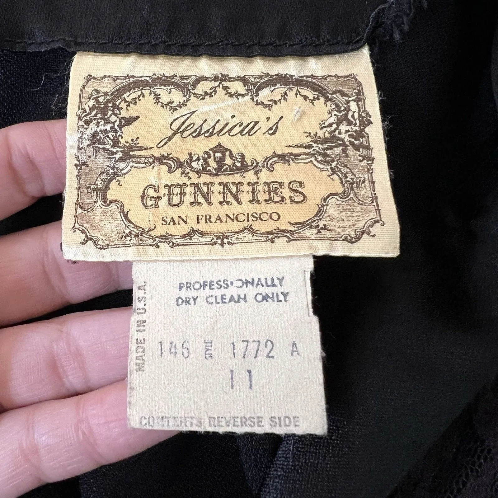 Vintage Jessicas Gunnies Blouse Size 11 Black Purple Satin Lace Button Down Goth - Image 3