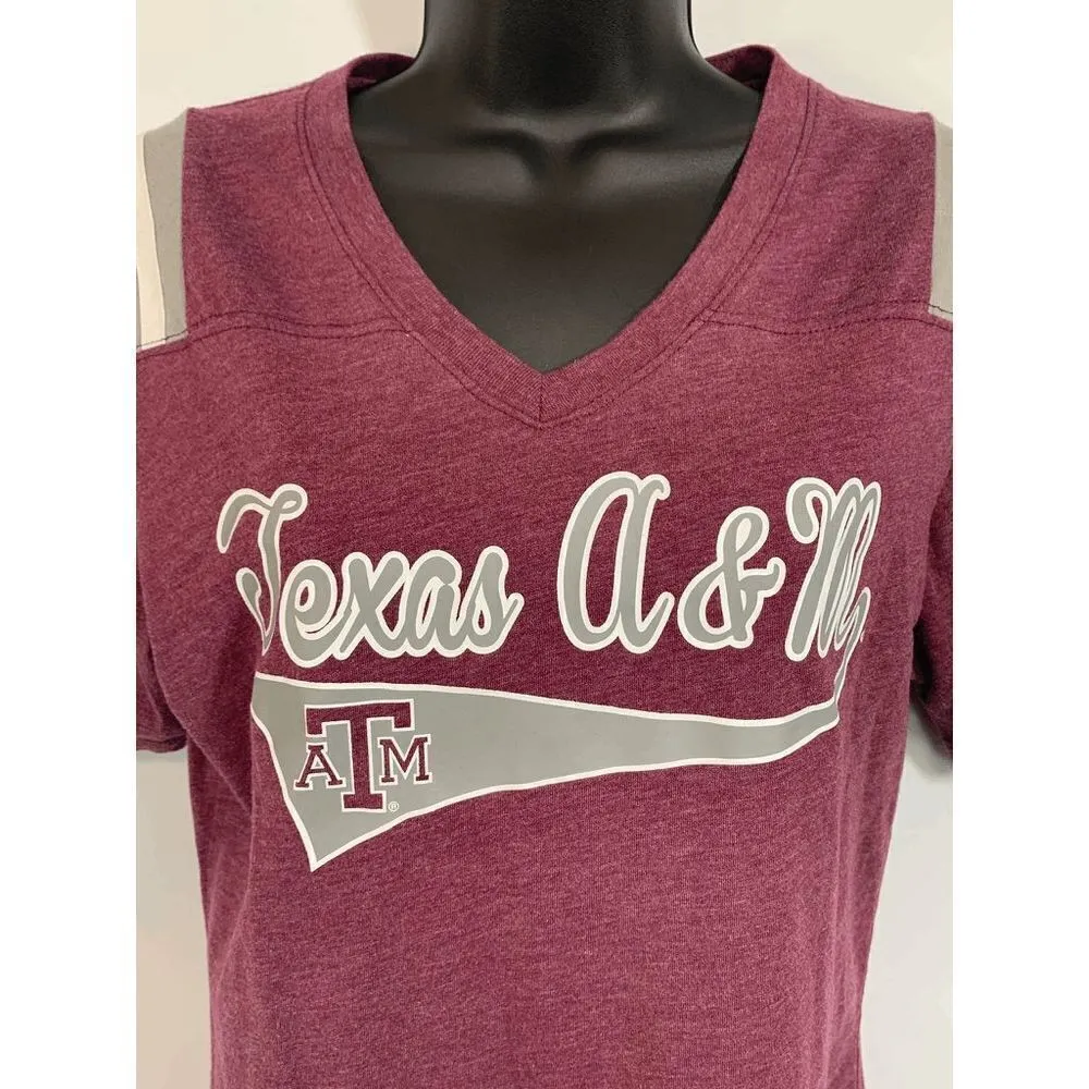 Texas A&M Colosseum Womens Tops Printed Text V Neck Large - Image 5