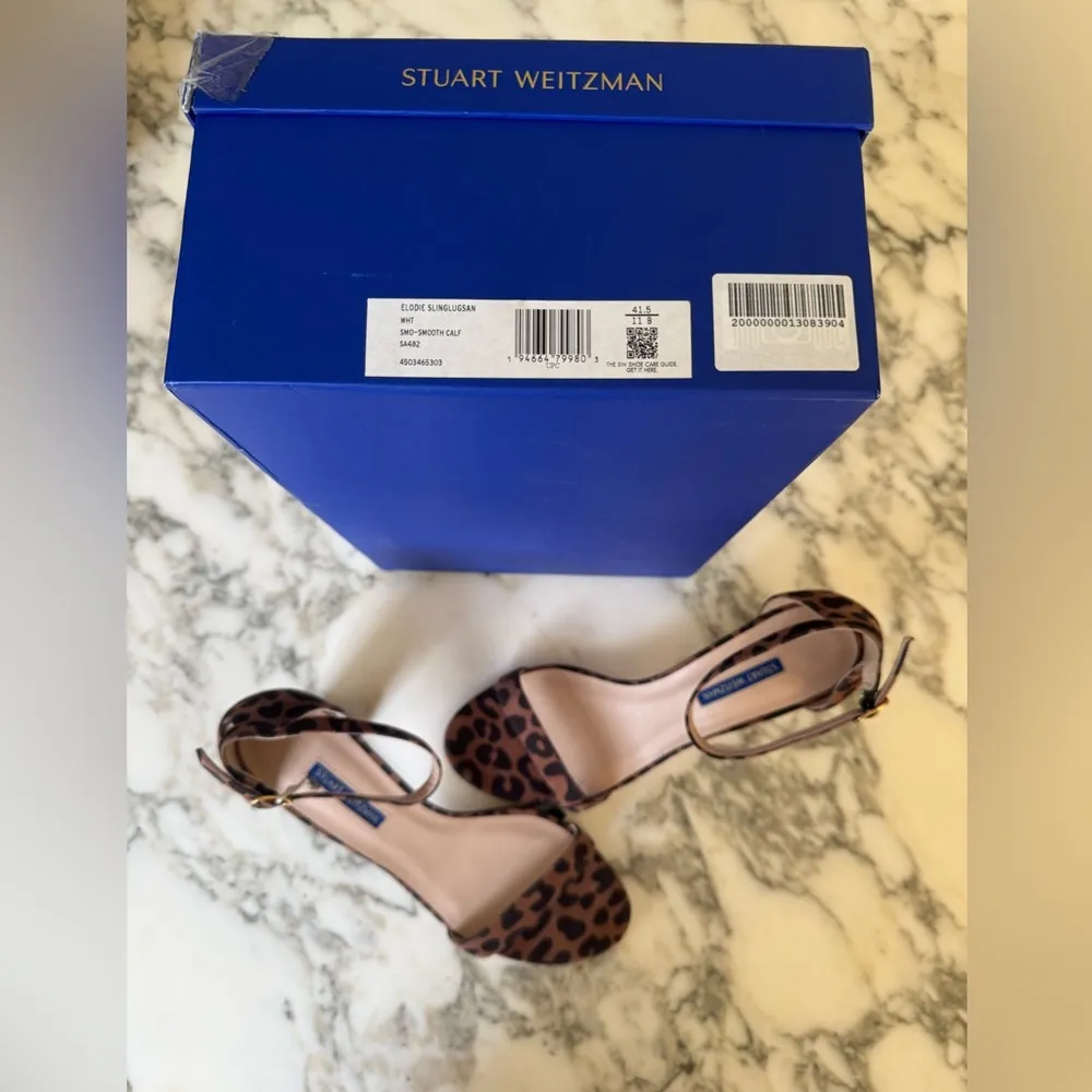 NWT Stuart Weitzman NEARLYNUDE CAPPUCCINO cheetah suede block heel sandals 11.5 - Image 7