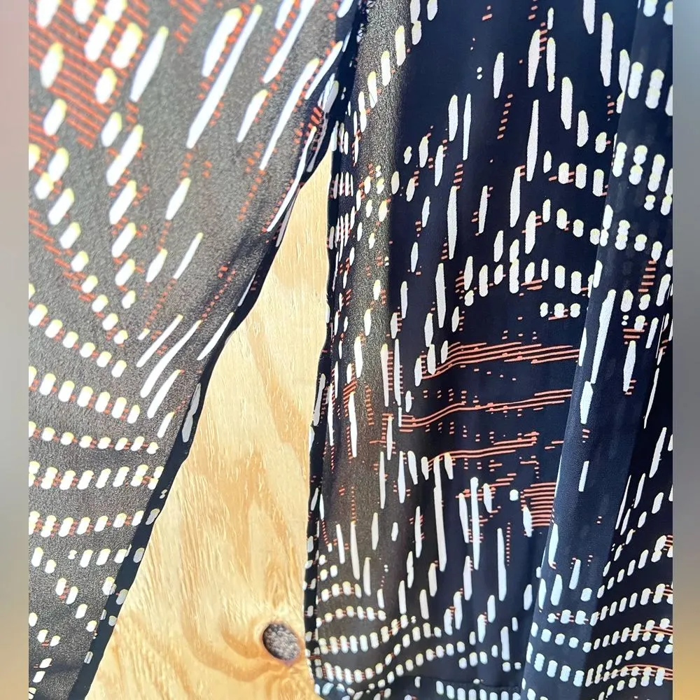 Apt 9 Women’s Black & Brown Palm Patterned Duster Cardigan Boho Kimono Sz S/M - Image 3