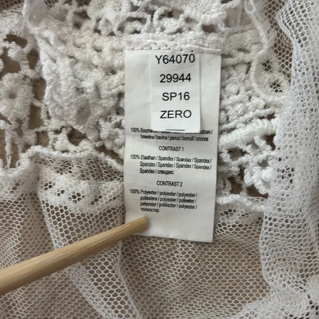 Venus Ivory Floral Lace Overlay Vest With Pearl Buttons & Drop Arm Holes Size XS - Image 6