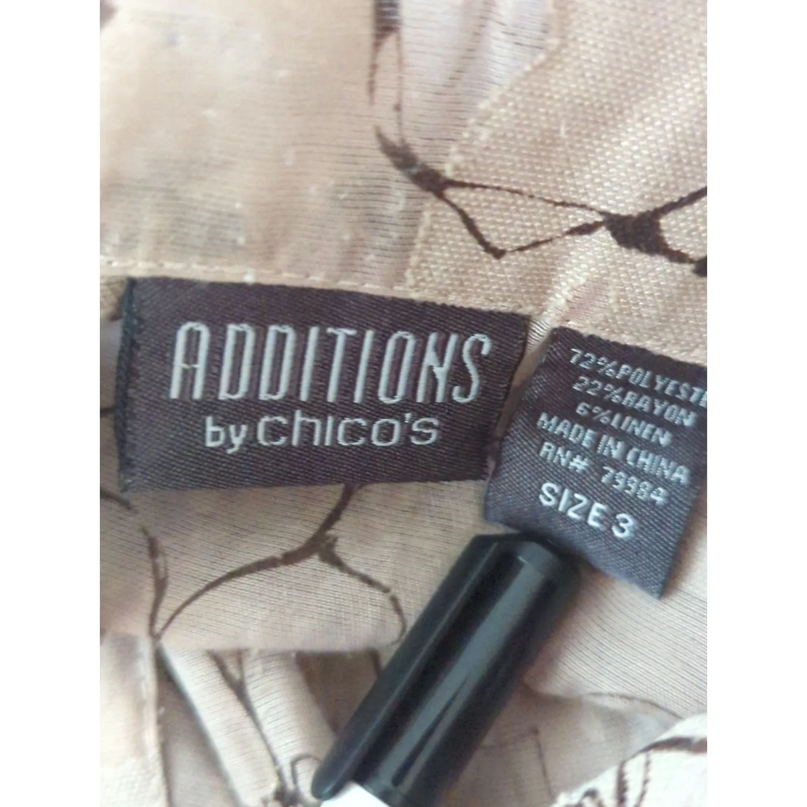 Additions By Chico's Linen Blend Floral Top Womens XL Bohemian Artsy Lagenlook - Image 6