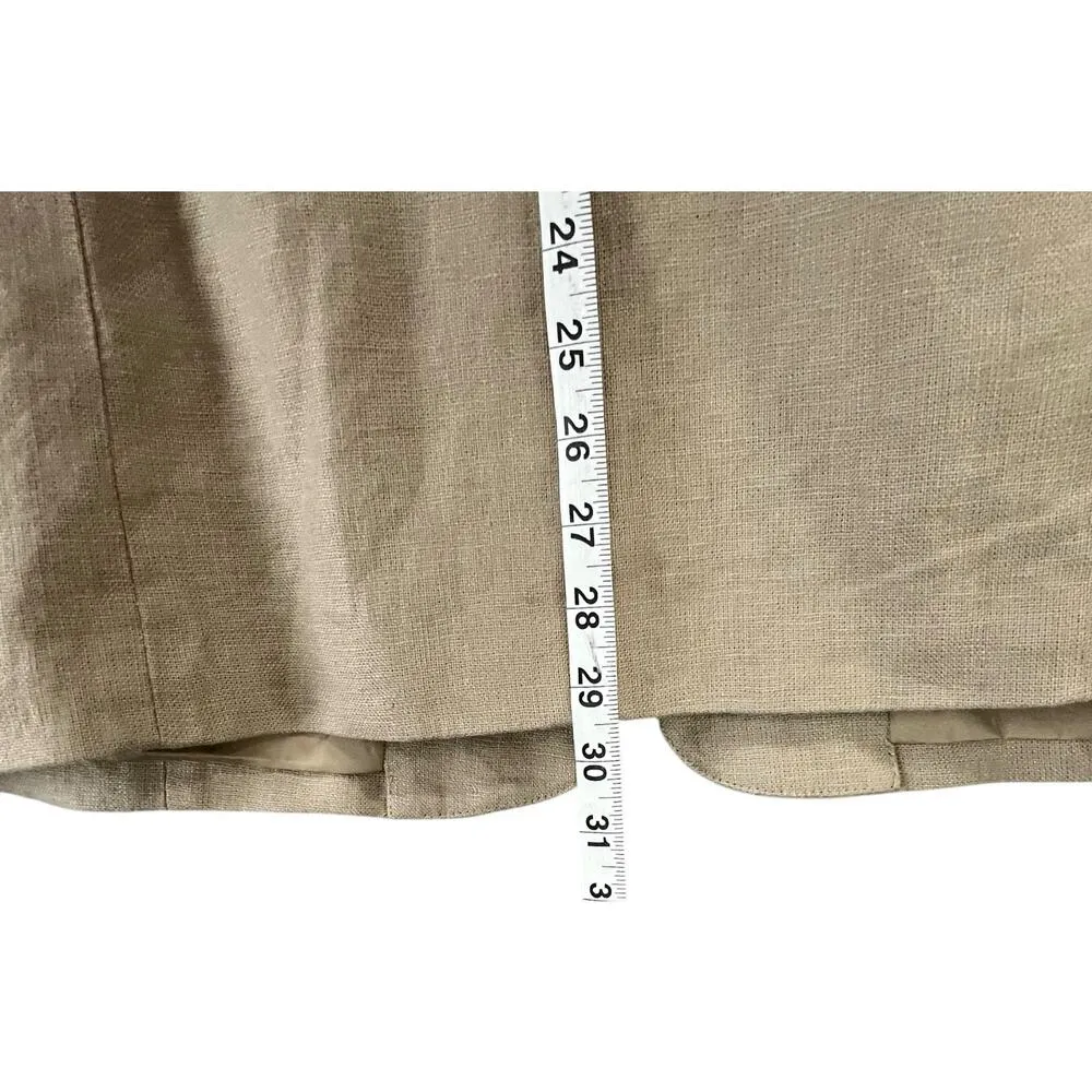 Coldwater Creek Blazer Womens L Tan Linen Two Button Classic Minimalist Career - Image 9