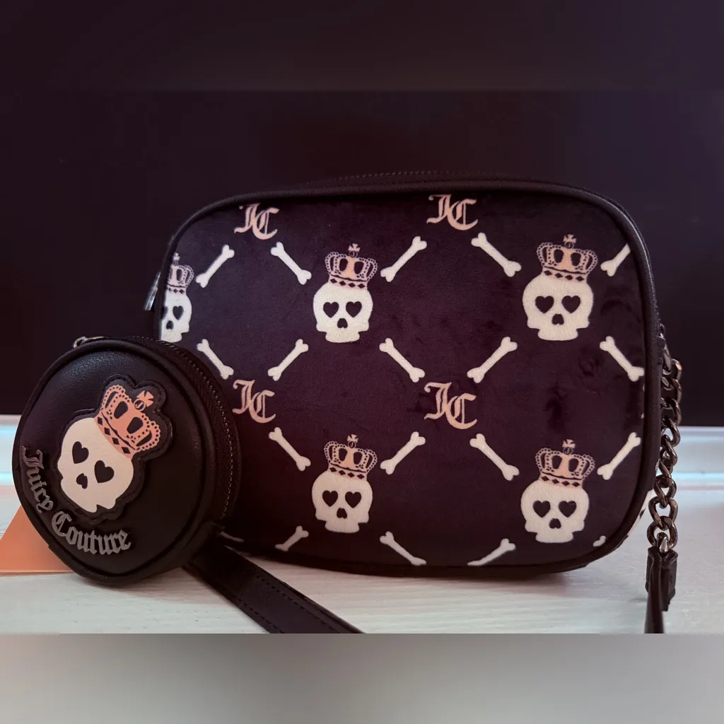 Juicy Couture Haunted Couture Skull Double Camera Crossbody + Coin Pouch NWT - Image 3