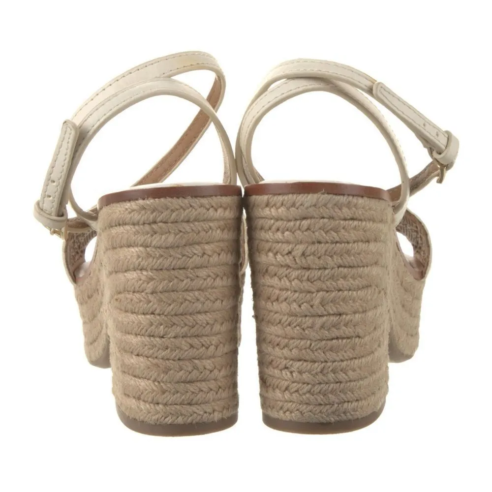 Tory Burch White Roselle Leather Lasercut Accents Platform Women's Espadrilles s - Image 4