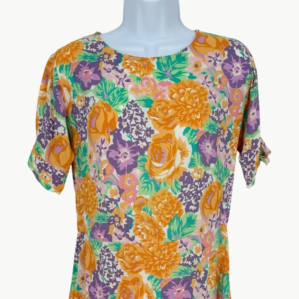 NWT Faithfull the Brand Daphne Ade Floral Print Mini Dress | Sz 6 | Orange Multi - Image 5