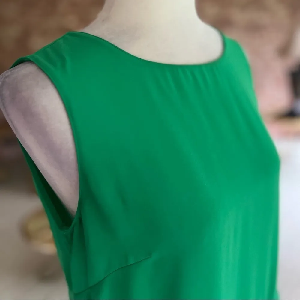 Banana Republic Top Pleated Hem Emerald Green S Sleeveless Chic Lunch Office - Image 13