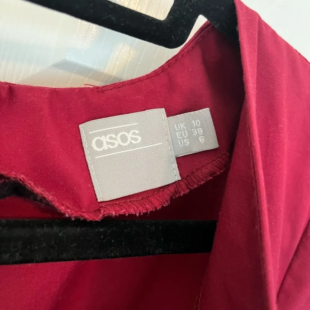 ASOS DESIGN Red Long Sleeve Mini Dress Size US 6 - Image 3