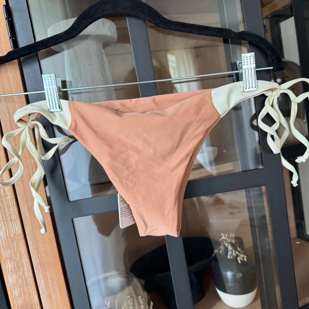 NEW MONDAY SWIMWEAR palma bikini bottoms tie sides cheeky colorblock Brown Size M - Image 3