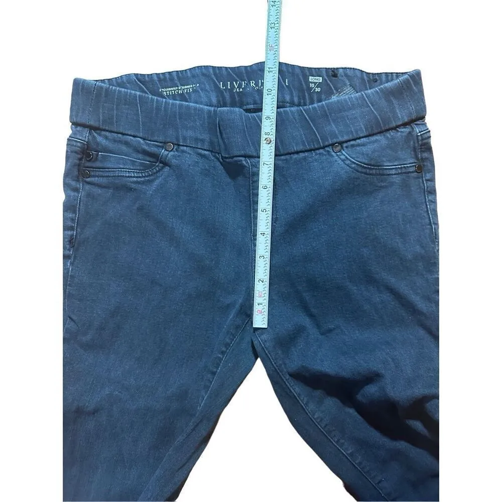 Liverpool Jeans women’s pull on mid rise skinny jeans sz 10 Long Blue - Image 5
