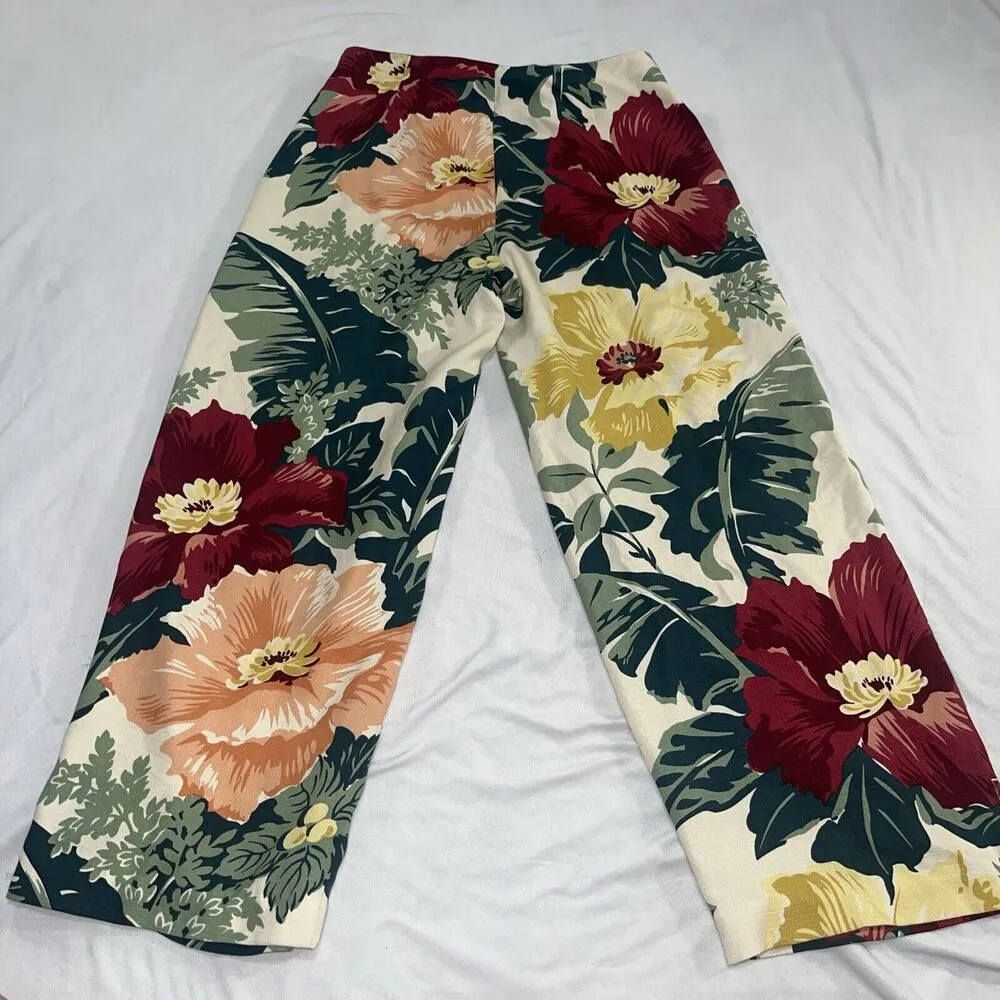 Tommy Bahama Sz 4 100% Silk Tropical Floral Capri Pants - Image 6