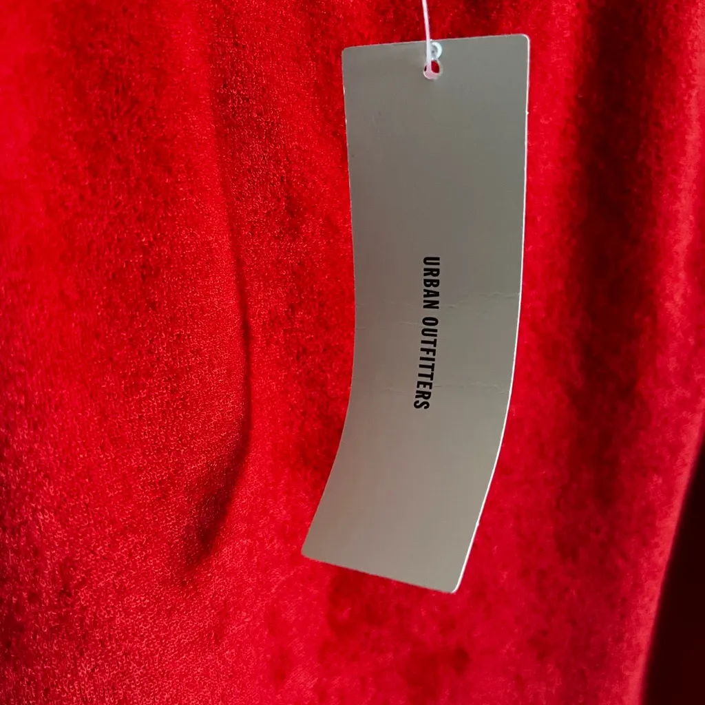 Urban Outfitters Mini Terry Athletic Dress NWT Small Cherry Red Retro White - Image 4