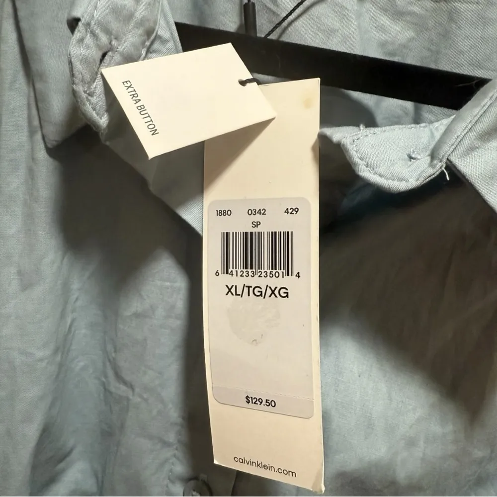 XL CALVIN KLEIN BLUE Button Shirt Dress
TIE Collared Signature Big Pocket NWT - Image 10